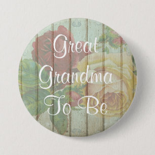 Great Grandma to be rustic  Baby Shower Button
