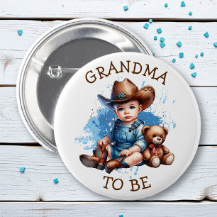 Great Grandma To Be Western Cowboy Baby Shower 6 Cm Round Badge