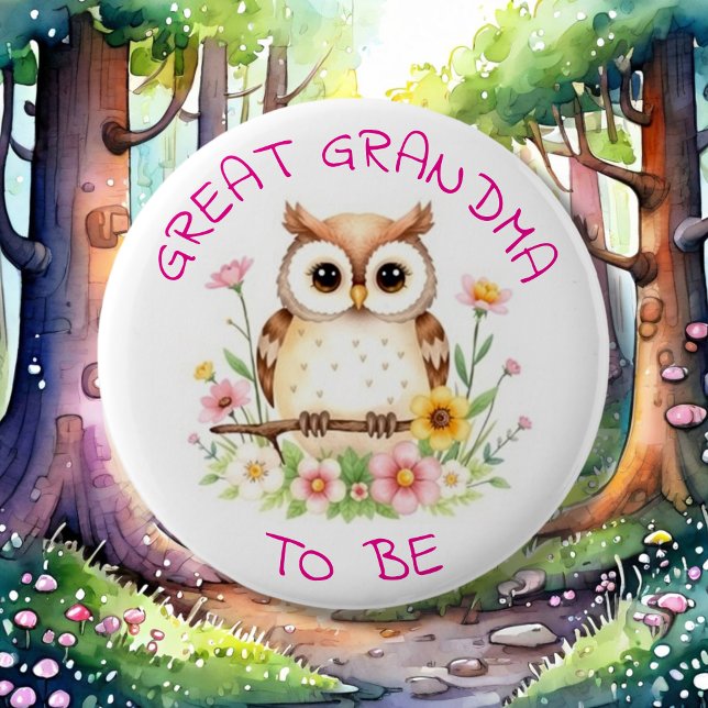 Great Grandma to be | Woodland  Baby Shower  6 Cm Round Badge (Creator Uploaded)