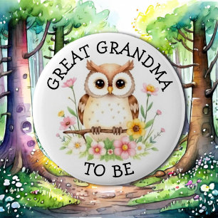 Great Grandma to be   Woodland Themed Baby Shower  6 Cm Round Badge