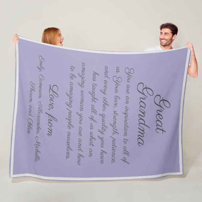 Great Grandma Tribute Message From Kids Fleece Blanket (In Situ)