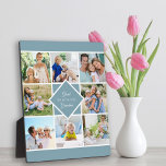 Great Grandma We Love You 8 Photo Collage Plaque<br><div class="desc">Stylish photo plaque for your great grandma. Upload 8 of your favourite photos and these will be displayed in square / instagram format in a simple grid style photo collage. The wording in the middle reads "Great Grandma .. we love you". It has a tranquil colour palette of serene blue...</div>