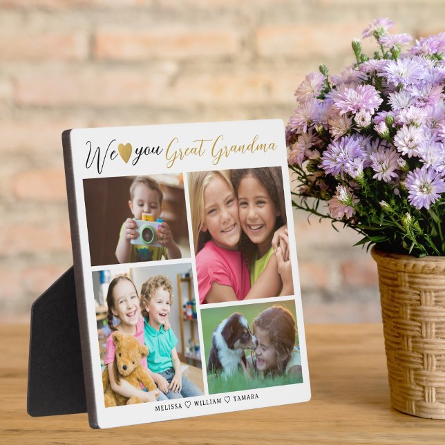 Great Grandma We Love You | Grandkids 4 Photo   Plaque (Great Grandma We Love You | Grandkids 4 Photo Collage Plaque-Christmas Gift idea)