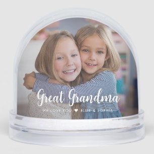 Great Grandma We Love You Modern Script 2 Photos  Snowglobe