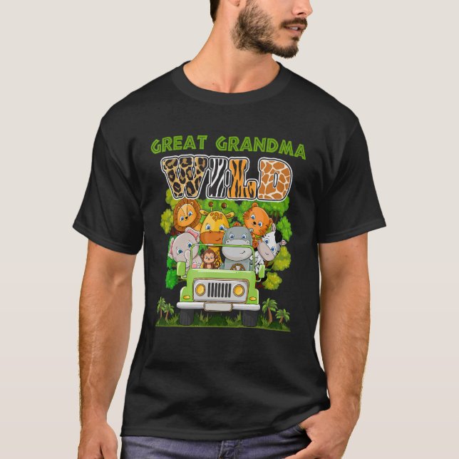 Great Grandma Wild Zoo Theme Birthday Truck Safari T-Shirt (Front)