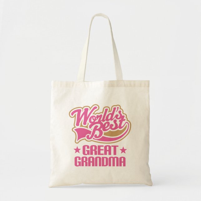 Great Grandma Worlds Best Pink Tote Bag (Front)