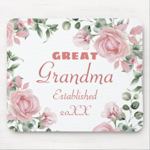 Great Grandma Year Established Custom Pink Roses  Mouse Mat