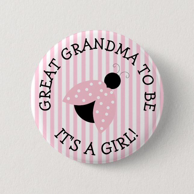 Great GrandmaPink Ladybug Baby Shower Button (Front)
