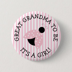 Great GrandmaPink Ladybug Baby Shower Button