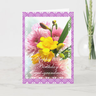Great-grandma's 100th birthday flower bouquet card