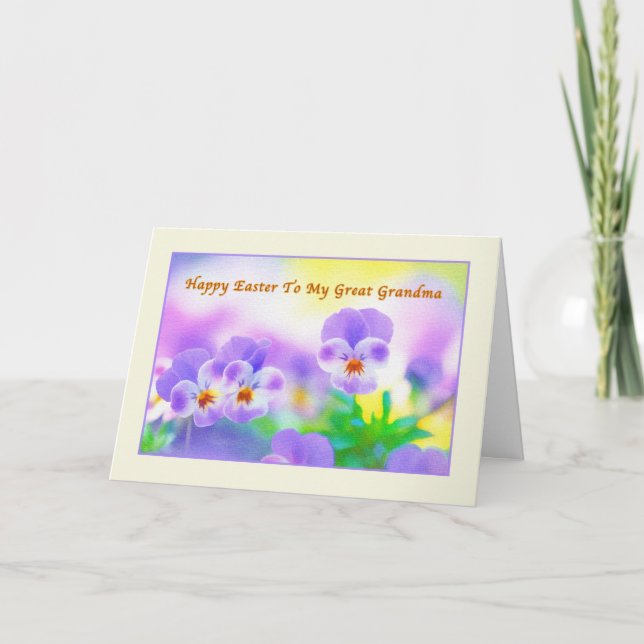 Great Grandma's Easter card with Pansies (Front)