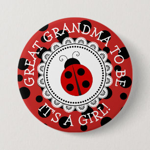 "Great GrandmaTo Be" Ladybug Baby Shower Button