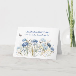 Great Grandmother Birthday Dusty Blue Wildflowers Card