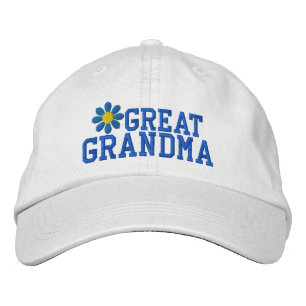 Great Grandmother Blue Flower Embroidered Hat