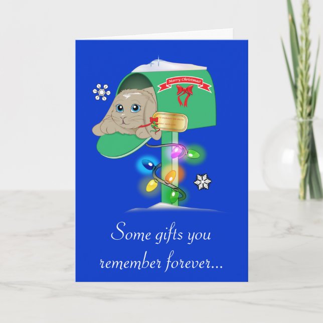 Great-Grandmother Christmas Surprise Bunny Mailbox Holiday Card (Front)