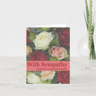 Great grandmother loss Rose sympathy Card