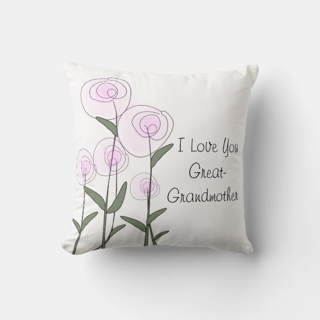 Great-Grandmother PInk Roses Art Pillow (Front)