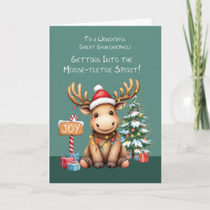 Great Grandnephew Adorable Funny Moose Christmas Card