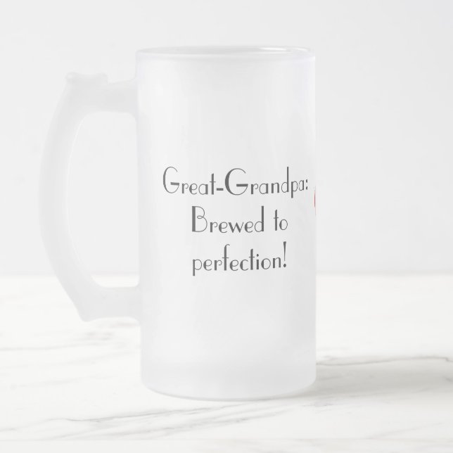 Great-Grandpa Gift From Great-Grandkids,  Frosted Glass Beer Mug (Left)