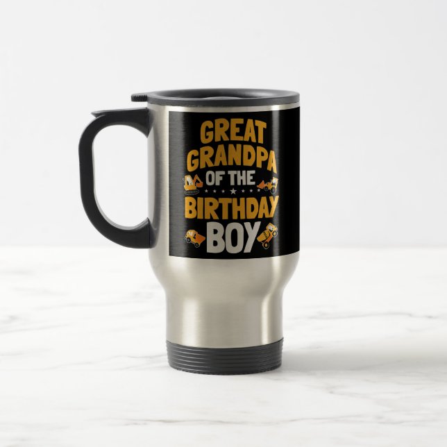 Great Grandpa of the Birthday Boy Construction Travel Mug (Left)