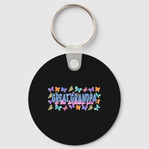 Great Grandpa Of The Birthday Girl Butterfly Key Ring