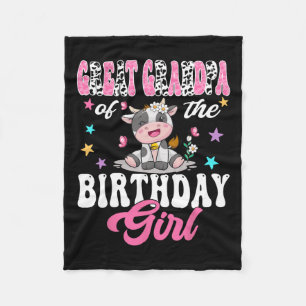 Great Grandpa Of The Birthday Girl Cute Cow 1st Bi Fleece Blanket
