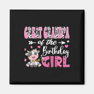 Great Grandpa Of The Birthday Girl Cute Cow 1st Bi Magnet