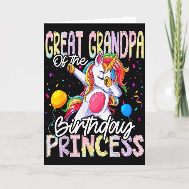 Great Grandpa Of The Birthday Princess Dabbing Uni Card (Front)