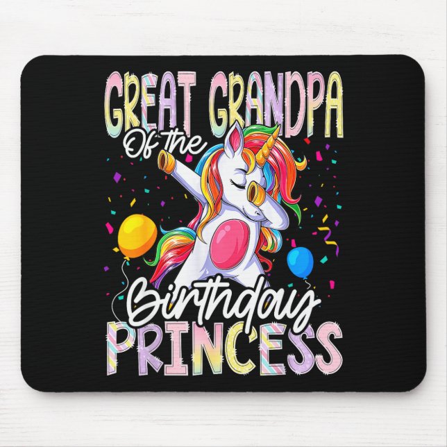 Great Grandpa Of The Birthday Princess Dabbing Uni Mouse Mat (Front)