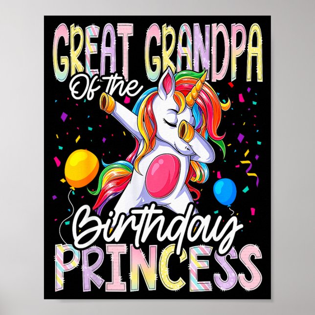 Great Grandpa Of The Birthday Princess Dabbing Uni Poster (Front)