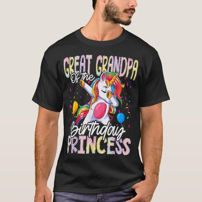 Great Grandpa Of The Birthday Princess Dabbing Uni T-Shirt (Front)