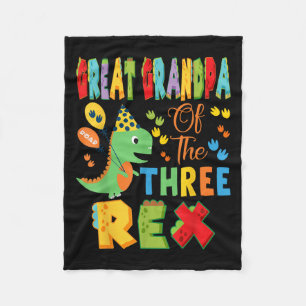 Great Grandpa Of The Three Rex 3rd Bday Boy Dinosa Fleece Blanket