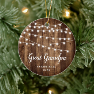 Great Grandpa Personalised Modern Farmhouse Wood Ceramic Tree Decoration