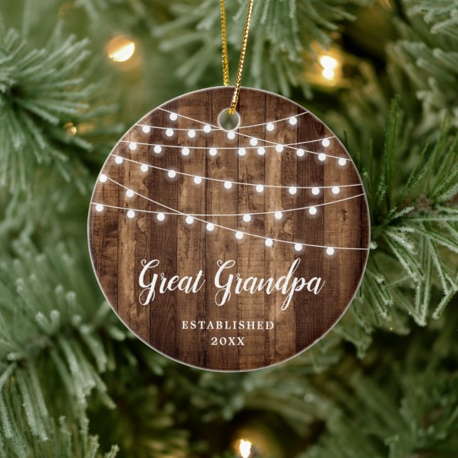 Great Grandpa Personalised Modern Farmhouse Wood Ceramic Tree Decoration (Tree)