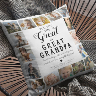 Great Grandpa Photo Collage Cushion