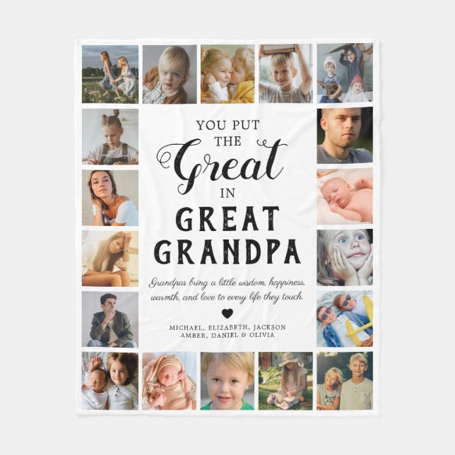Great Grandpa Photo Fleece Blanket (Front)
