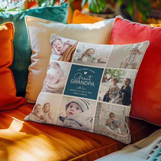 GREAT GRANDPA 'the most loved' Photo Collage Cushion (Creator Uploaded)