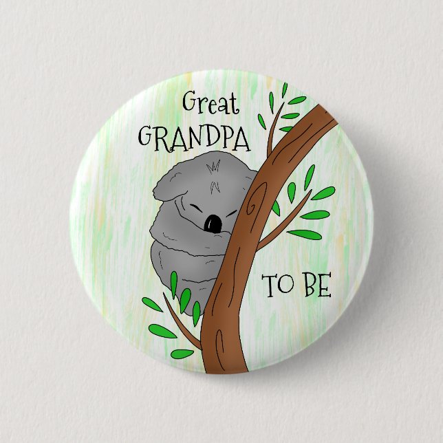 Great Grandpa To Be | Koala Baby Shower 6 Cm Round Badge (Front)
