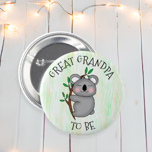 Great Grandpa To Be   Koala themed Baby Shower 6 Cm Round Badge