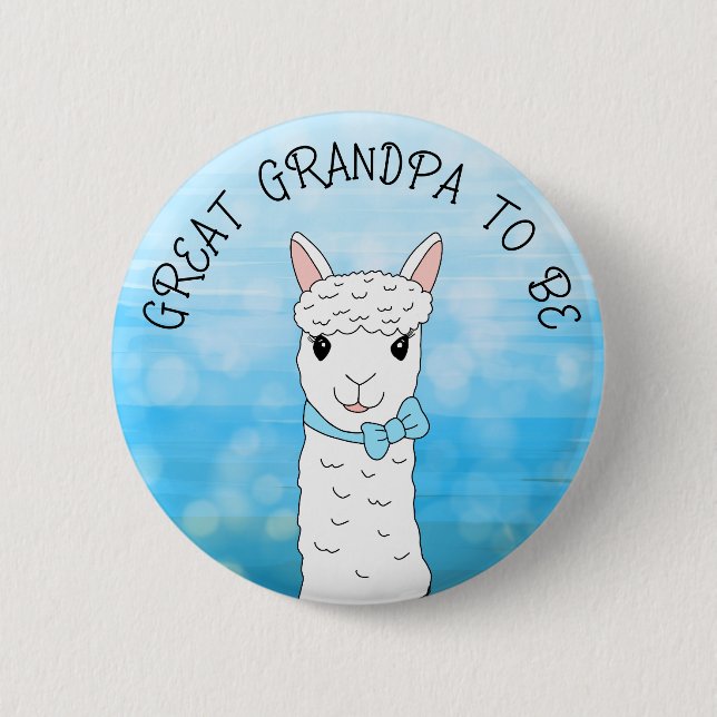 Great Grandpa To Be with Blue Bow 6 Cm Round Badge (Front)