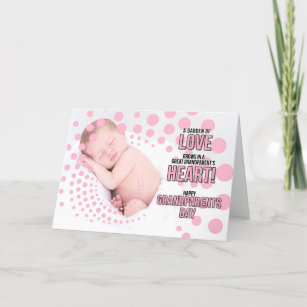 Great Grandparents Day Baby Girl in Pink Holiday Card