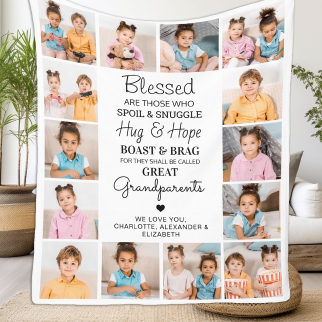 Great Grandparents Personalised Poem Photo Collage Fleece Blanket (Creator Uploaded)