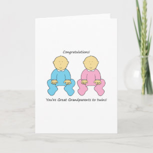 Great Grandparents to Twins Congratulations Card