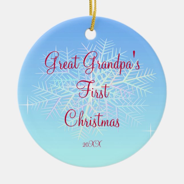 Great Grandpa's First Christmas Snowflake Ornament (Front)