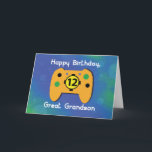 Great Grandson 12 Year Old Birthday Gamer Control Card<br><div class="desc">For his upcoming 12th birthday,  you can gift your great grandson with a card that has an all so familiar image on the cover. Yes! When he is a video gamer or a simple hobbyist then this card is for him.</div>