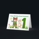 Great Grandson 1st Birthday Bear and Fox Large One Card<br><div class="desc">A special card for a special first birthday! This sweet watercolor illustration shows a bear bundled in a scarf and coat, walking with a friendly fox and little yellow bird towards a big number 1. Celebrate a precious great-grandson’s first year filled with love, laughter, and unforgettable moments. A heartfelt choice...</div>