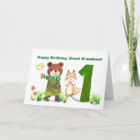 Great Grandson 1st Birthday Bear and Fox Large One
