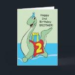 Great Grandson, 2nd Birthday Dinosaur Card<br><div class="desc">Wish a happy birthday to your great grandson as he turns two. 
A cute roaring dinosaur is shown on this card. Send your birthday wishes for him with this card. Perfect to give on his 2nd birthday.</div>