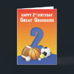 Great Grandson 2nd Birthday Sports Balls Card<br><div class="desc">Great grandsons are special boys and special boys deserve special greetings. This card will send fun greetings to your dearest great grandson when he celebrates his 2nd birthday soon enough. Grab this card today!</div>