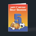 Great Grandson 5th Birthday Sports Balls Card<br><div class="desc">Dunk the perfect birthday greeting for your basketball fanatic great grandson with this card that has an assortment of balls on the front. More importantly,  the basketball ball is right in the center of them. This card will surely make his day.</div>